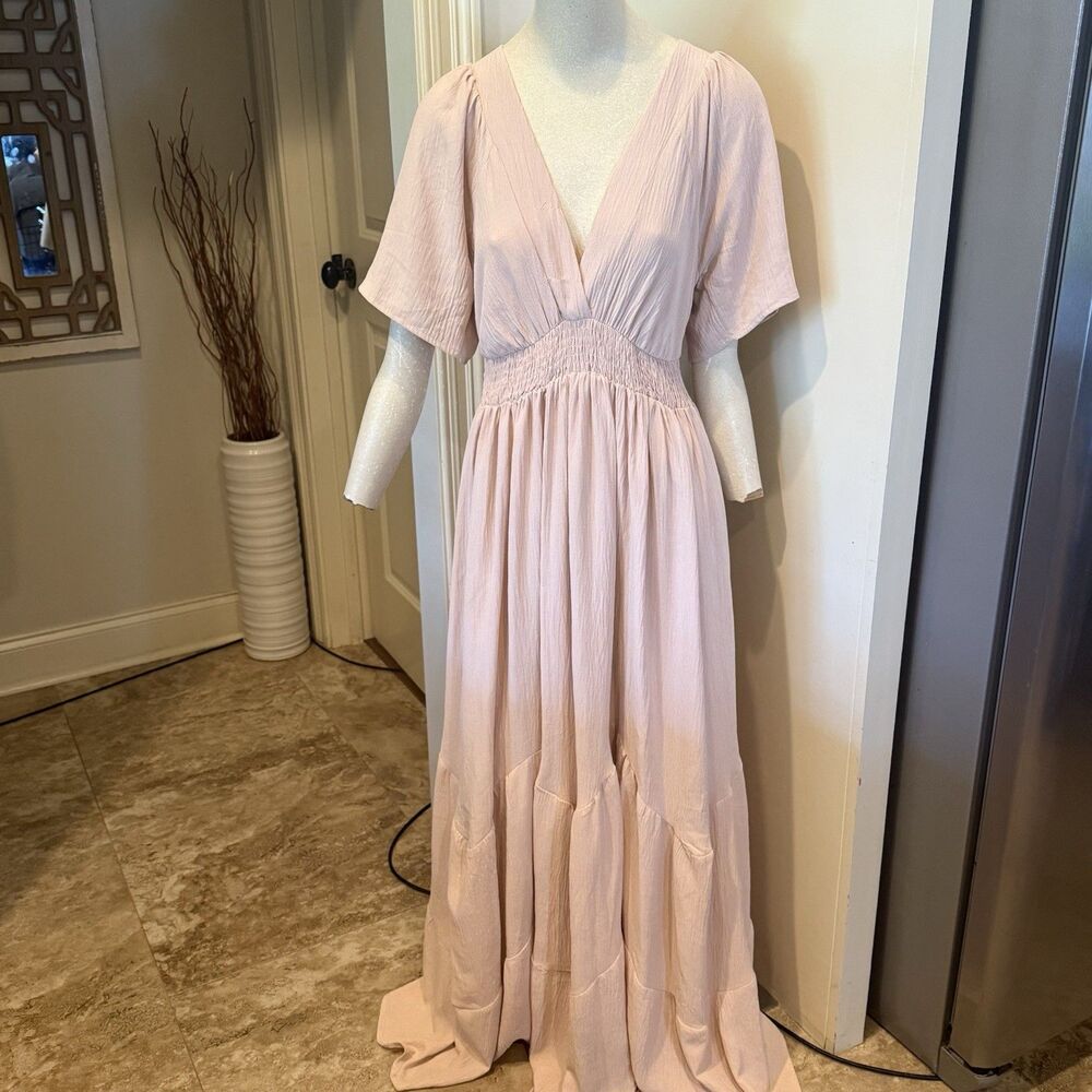 Baltic Born Delilah Blush Maxi Dress Womens Size Medium Pink New